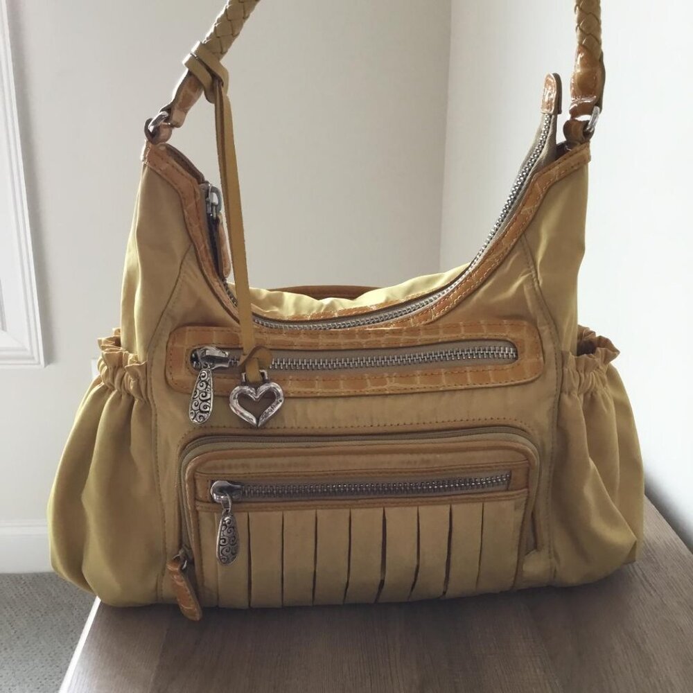 Brighton Yellow Shoulder Bag with Front Zipper Pockets - Picture 7 of 12
